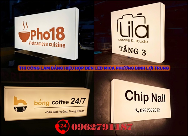 Làm bảng hiệu hộp đèn led mica phường bình lợi trung 5
